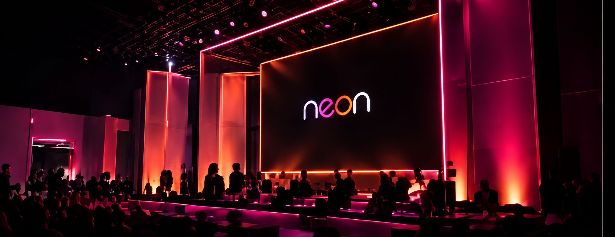 Neon illuminated launch stage